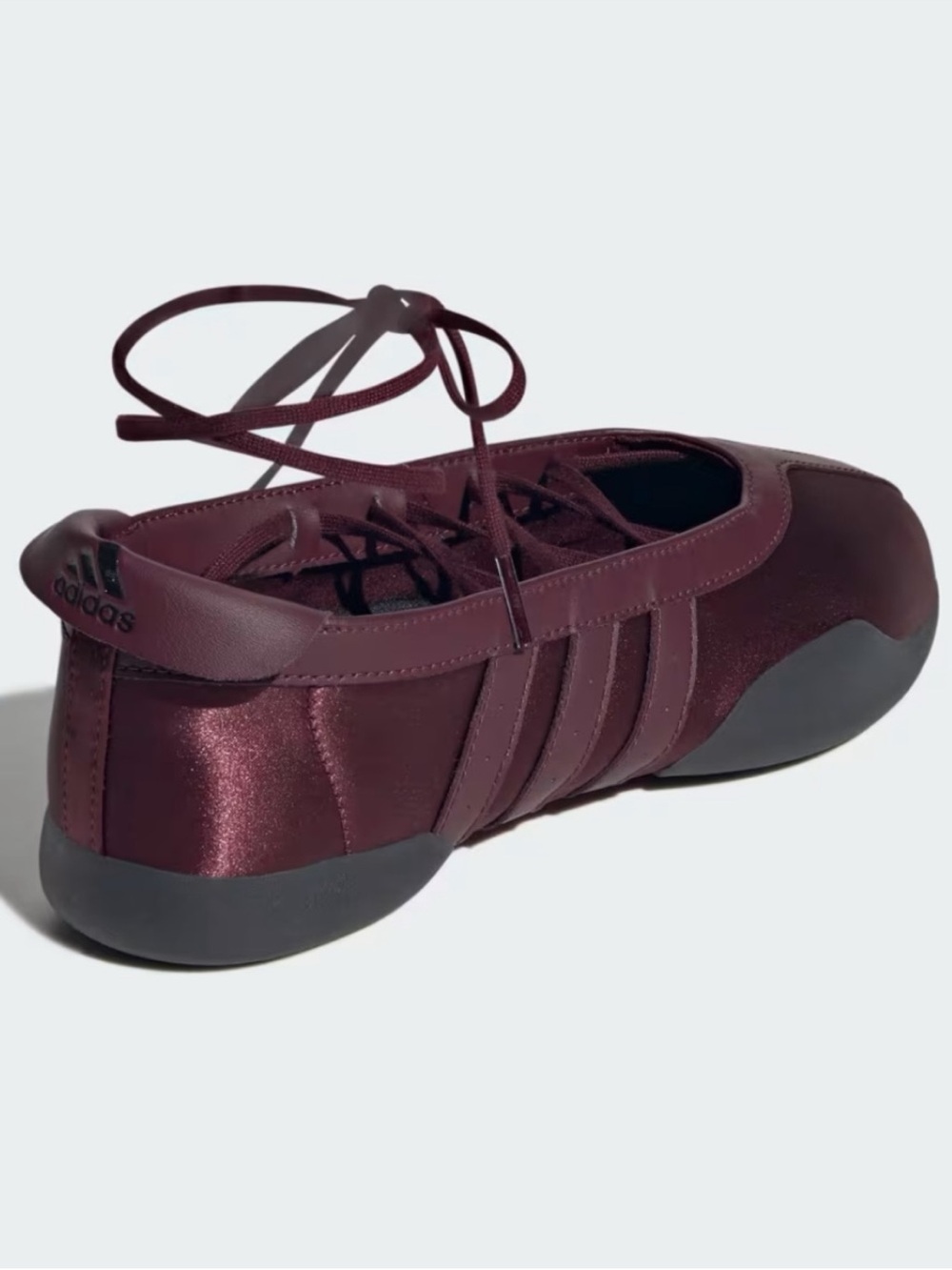 Adidas Women's Taekwondo Mei Maroon Lace-Up Ballet Flats with Ankle Ties - Picture 3 of 5
